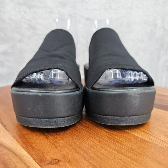 Mossimo Platform Slides 8 Black Fabric Stretch Flatform 90s Retro Stylish Trendy - Picture 4 of 14
